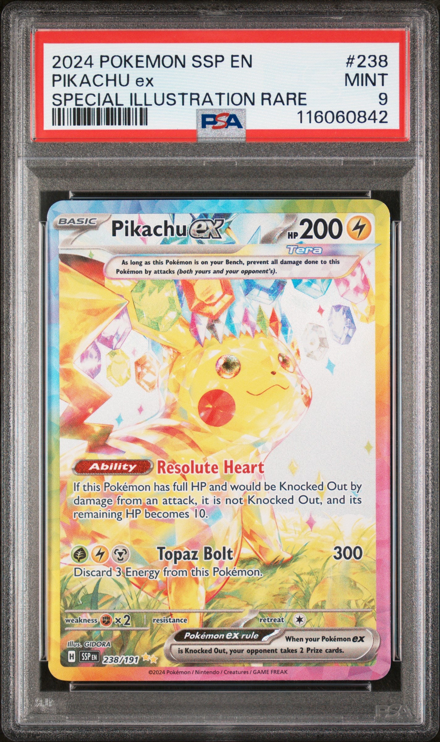 PSA 9 Pikachu Ex 238/191 Surging Sparks