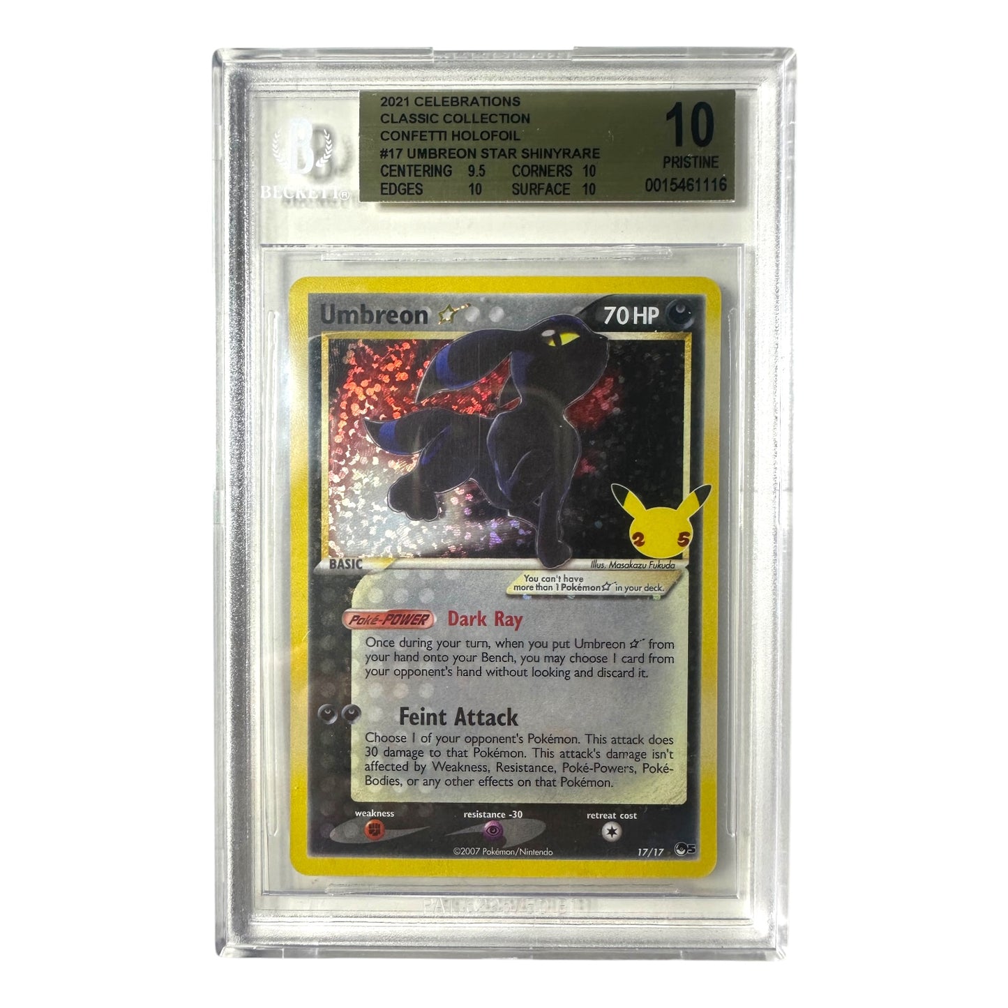 BGS 10 2021 Umbreon Star Shiny 2021 Celebrations Classic Collection