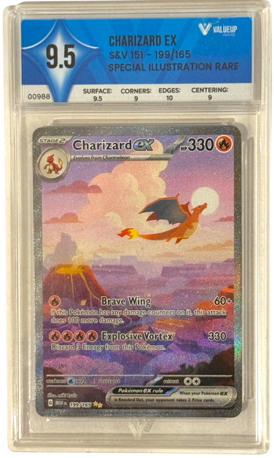 ValueUp 9.5 Charizard Ex 199/165 Special Illustration Rare Pokemon 151