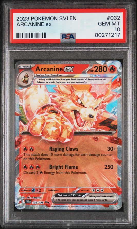 PSA 10 Arcanine ex 032/198 Scarlet & Violet Base Set