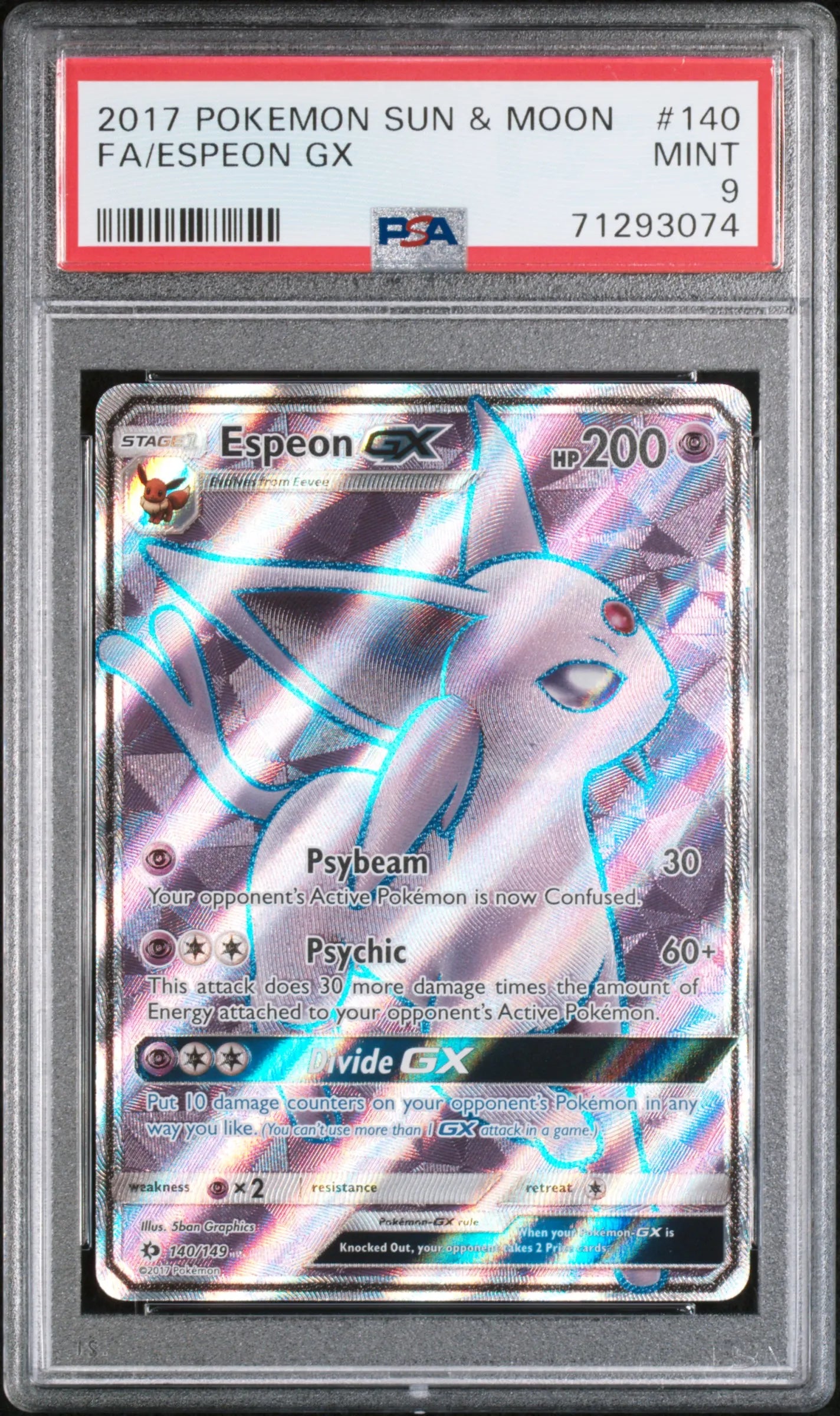 PSA 9 Espeon GX 140/149 Sun & Moon Base Set 2017