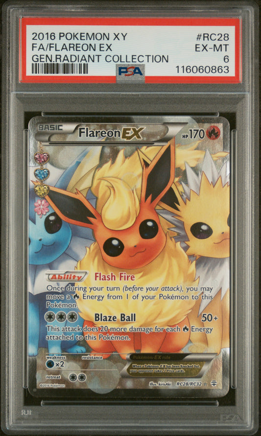 PSA 6 Flareon EX RC28/RC32 Radiant Collection 2016