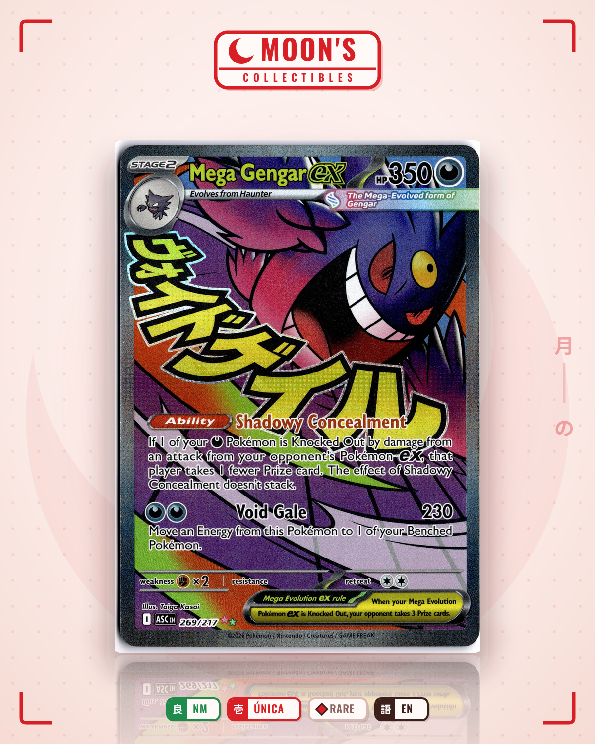 Carta Pokémon Mega Gengar ex · Ascended Heroes #269/217 (NM) — pieza única en Moon's Collectibles México