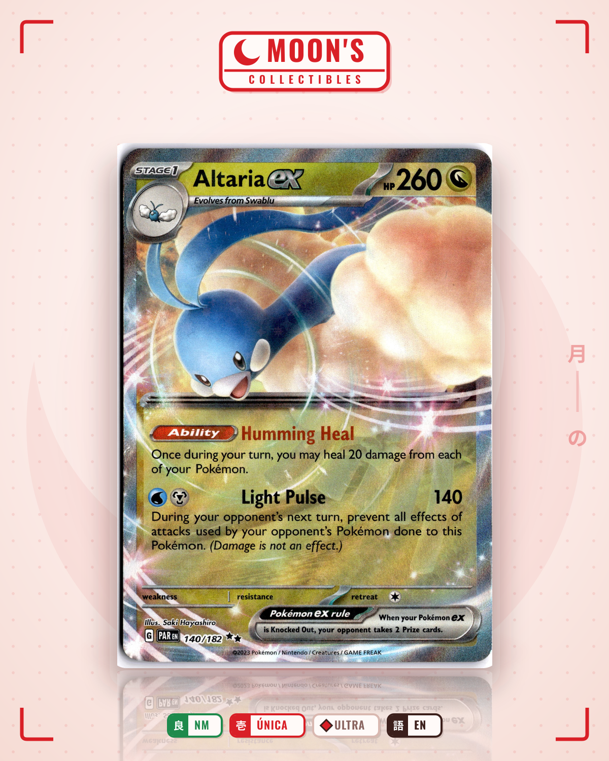 Carta Pokémon Altaria ex · Paradox Rift #140/182 (NM) — pieza única en Moon's Collectibles México