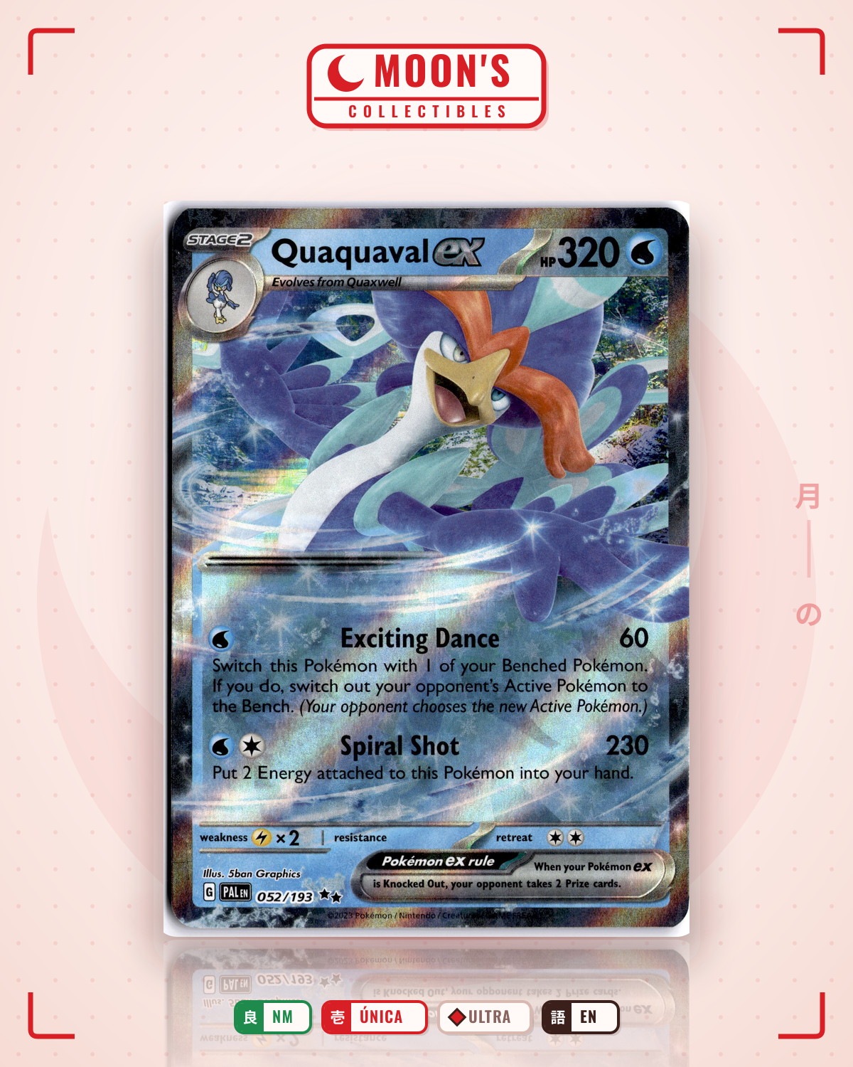 Carta Pokémon Quaquaval ex · Paldea Evolved #052/193 (NM) — pieza única en Moon's Collectibles México