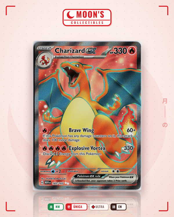 Carta Pokémon Charizard ex · 151 #183/165 (NM) — pieza única en Moon's Collectibles México