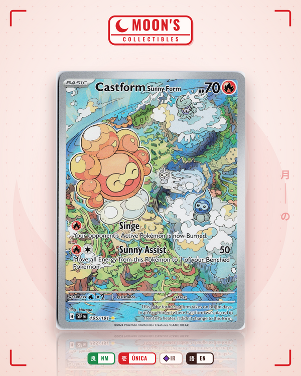 Carta Pokémon Castform Sunny Form · Surging Sparks #195/191 (NM) — pieza única en Moon's Collectibles México