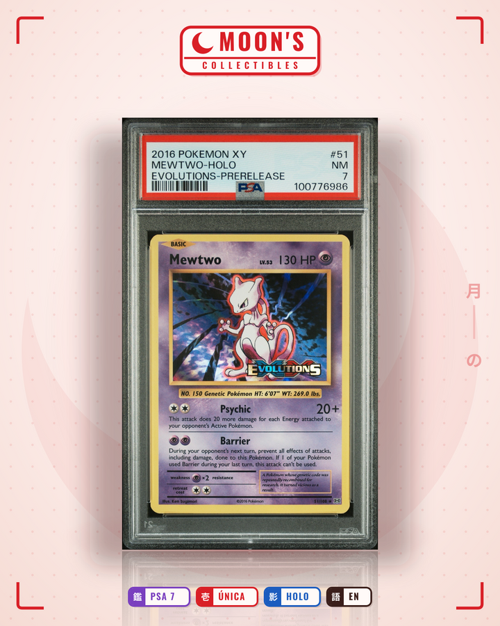 Mewtwo · Evolutions #51/108 · PSA 7