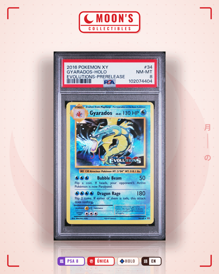 Gyarados · Evolutions #34/108 · PSA 8