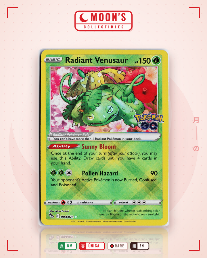 Radiant Venusaur · Pokémon GO #004/078 · NM