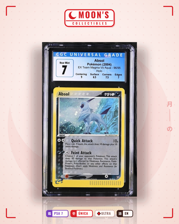 Carta Pokémon Absol · Team Magma vs Team Aqua #96/95 (PSA 7) — pieza única en Moon's Collectibles México