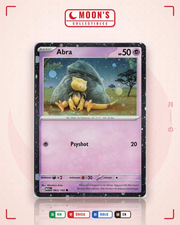 Carta Pokémon Abra · 151 #063/165 (NM) — pieza única en Moon's Collectibles México