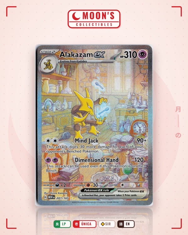 Carta Pokémon Alakazam ex · 151 #201/165 (LP) — pieza única en Moon's Collectibles México