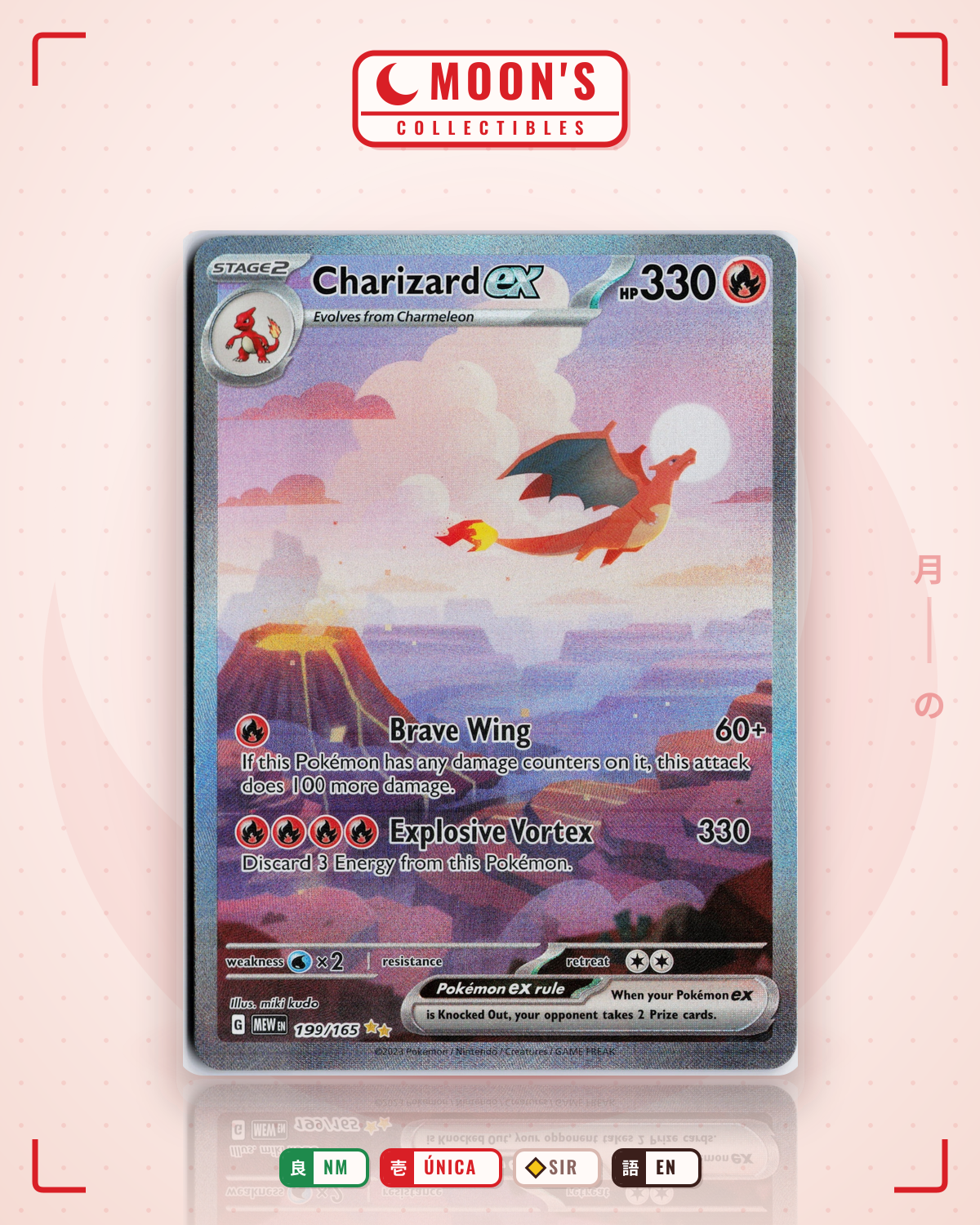 Carta Pokémon Charizard ex · 151 #199/165 (NM) — pieza única en Moon's Collectibles México