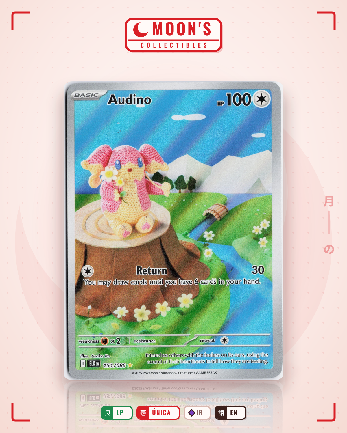 Carta Pokémon Audino · Black Bolt #151/086 (LP) — pieza única en Moon's Collectibles México