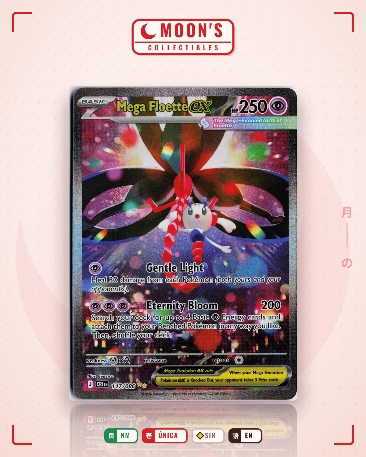 Carta Pokémon Mega Floette ex · Chaos Rising #117/086 (NM) — pieza única en Moon's Collectibles México