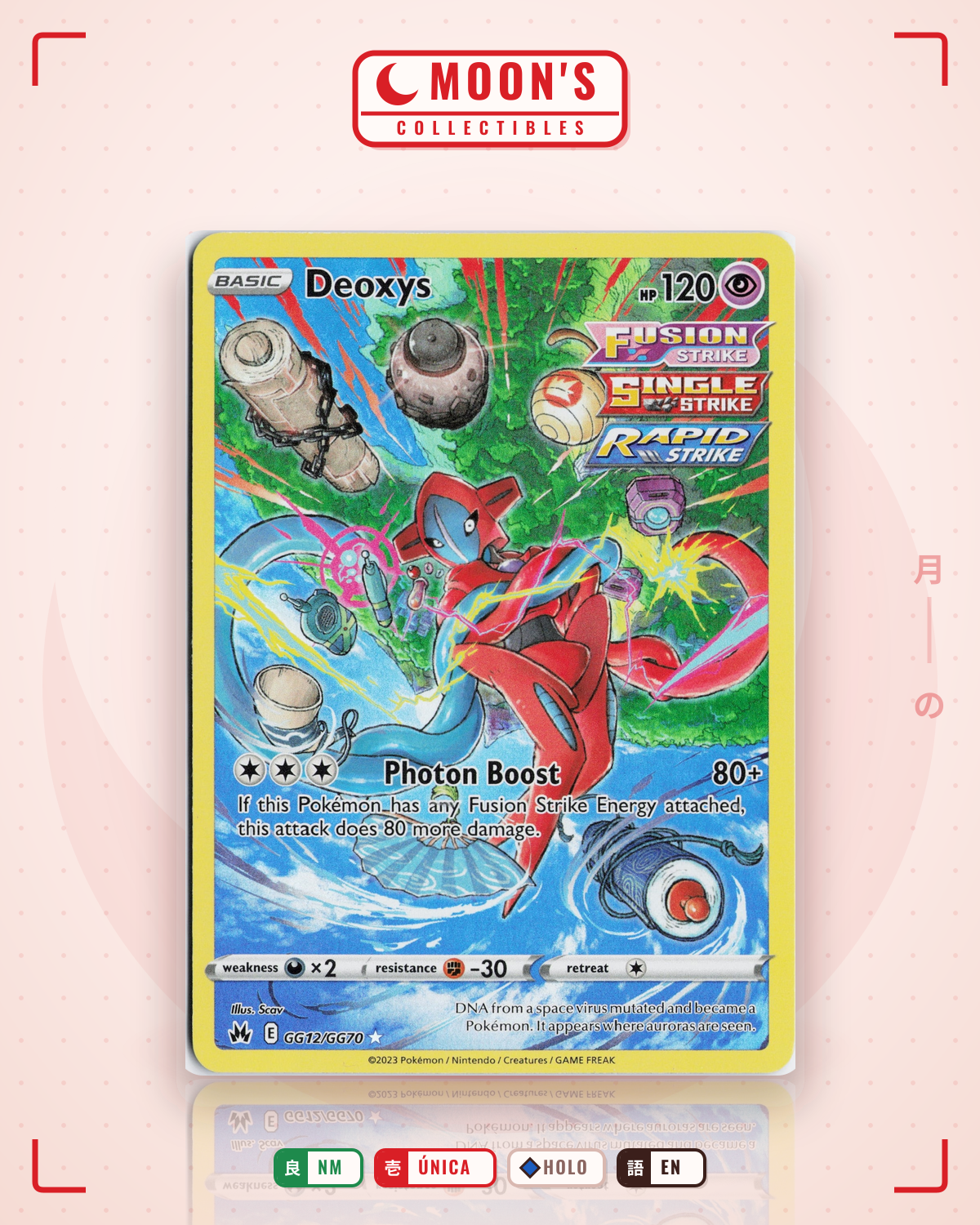 Carta Pokémon Deoxys · Crown Zenith Galarian Gallery #GG12/GG70 (NM) — pieza única en Moon's Collectibles México
