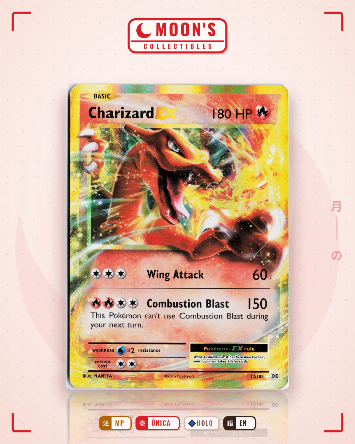 Carta Pokémon Charizard-EX · Evolutions #12/108 (MP) — pieza única en Moon's Collectibles México