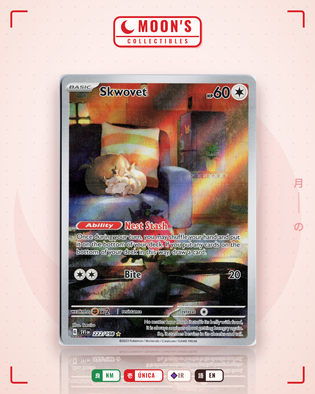 Carta Pokémon Skwovet · Scarlet & Violet #222/198 (NM) — pieza única en Moon's Collectibles México