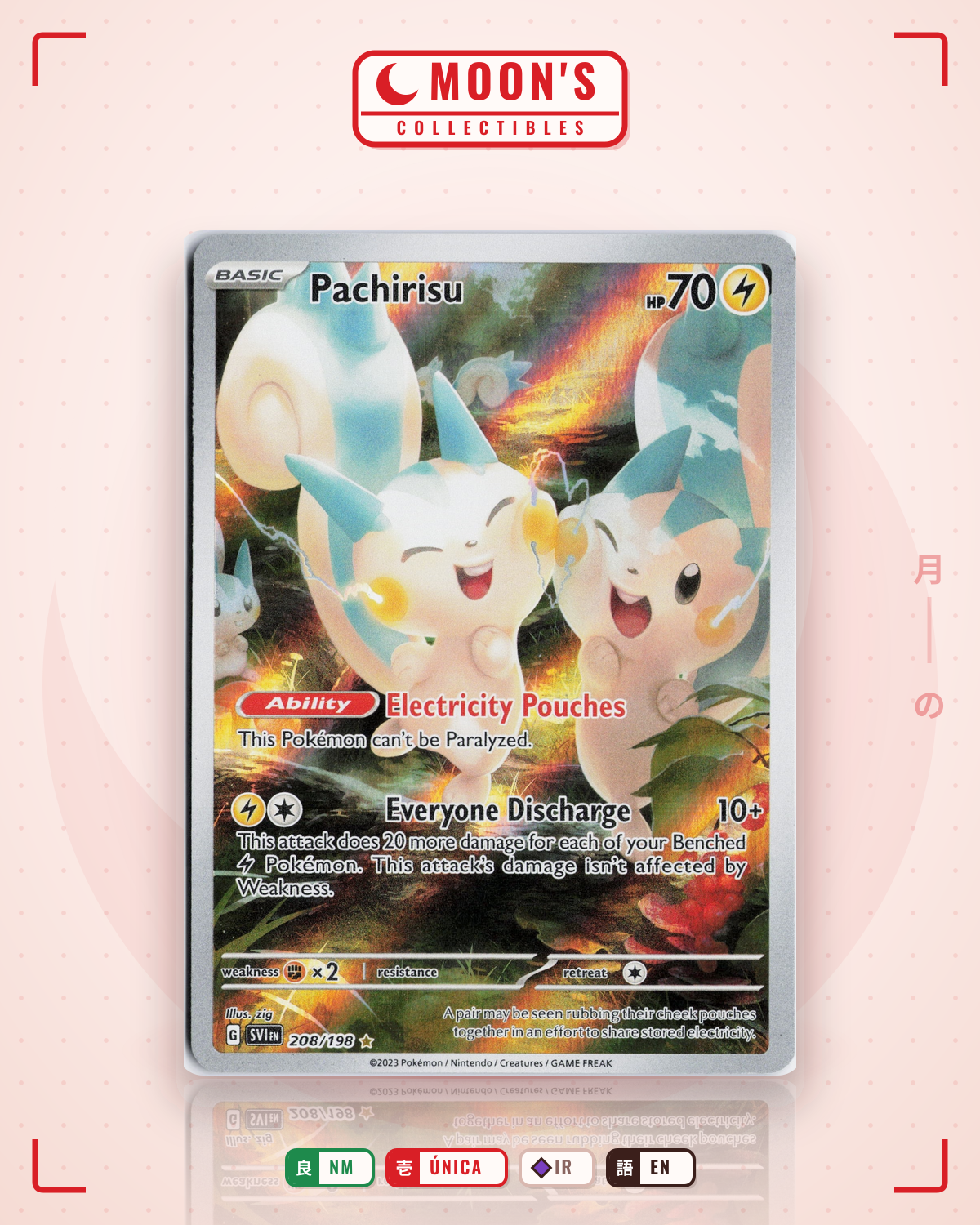 Carta Pokémon Pachirisu · Scarlet & Violet #208/198 (NM) — pieza única en Moon's Collectibles México