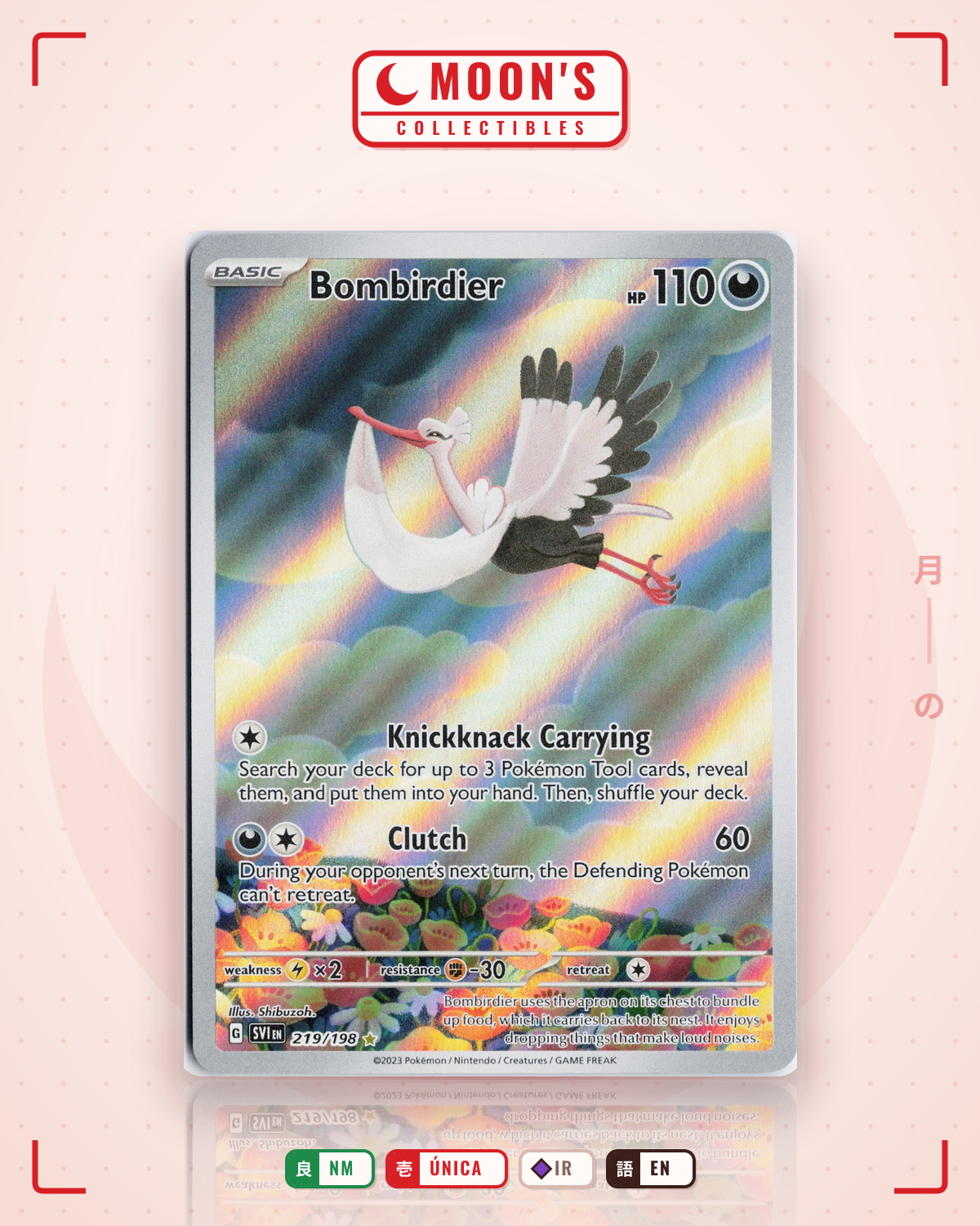 Carta Pokémon Bombirdier · Scarlet & Violet #219/198 (NM) — pieza única en Moon's Collectibles México