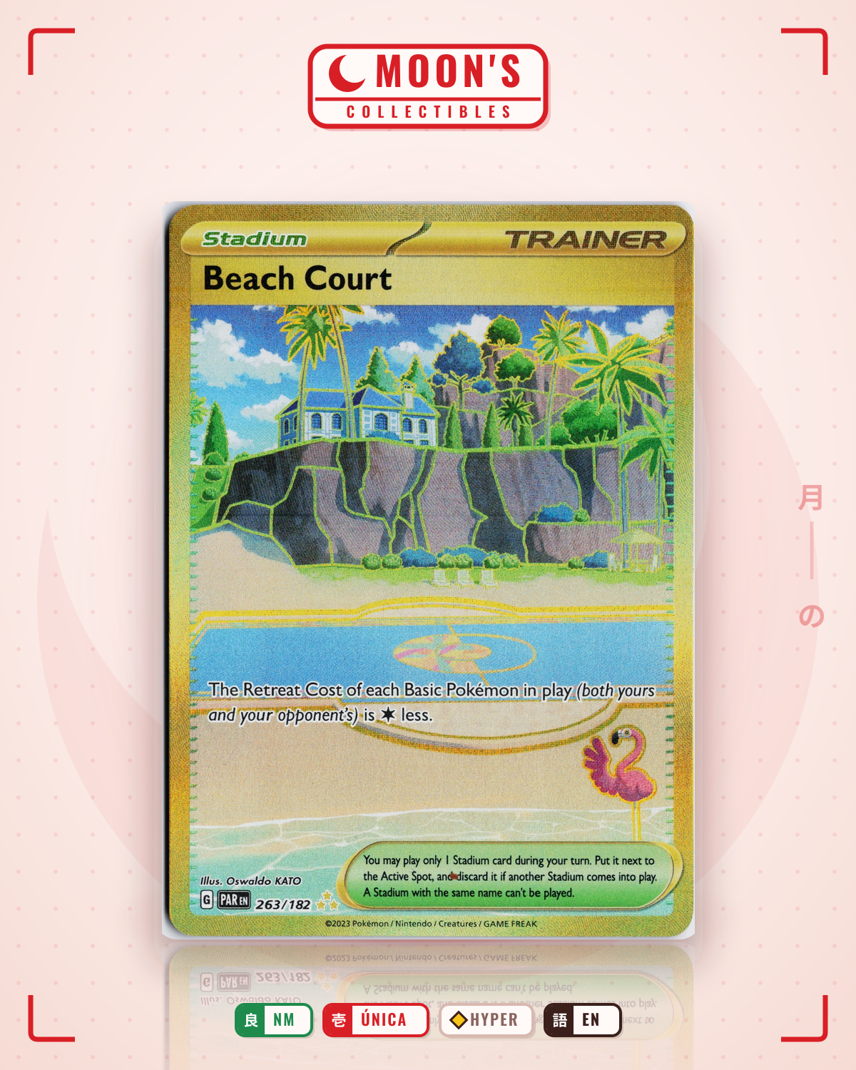 Carta Pokémon Beach Court · Paradox Rift #263/182 (NM) — pieza única en Moon's Collectibles México