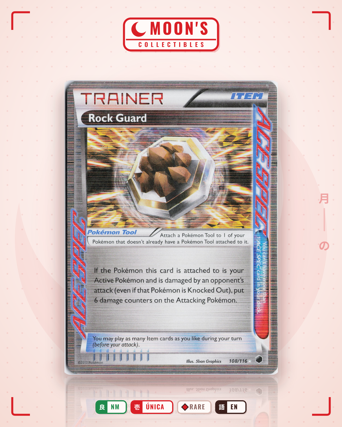 Carta Pokémon Rock Guard · Plasma Freeze #108/116 (NM) — pieza única en Moon's Collectibles México