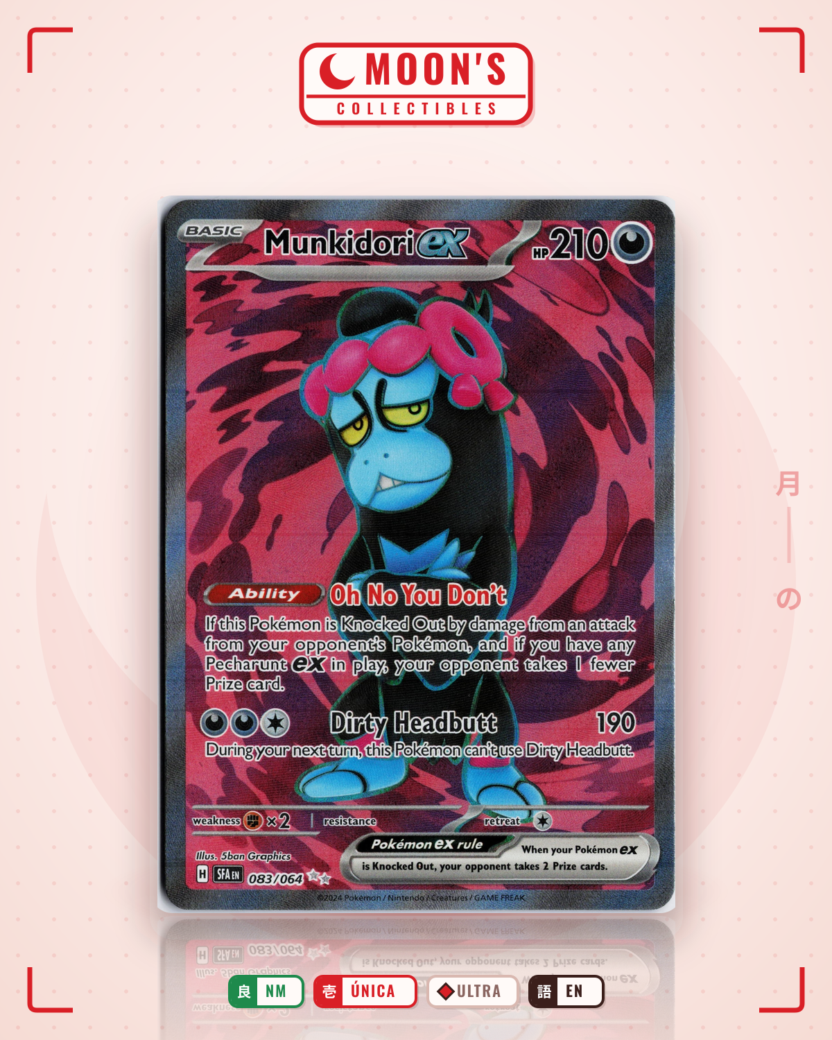 Carta Pokémon Munkidori ex · Shrouded Fable #083/064 (NM) — pieza única en Moon's Collectibles México