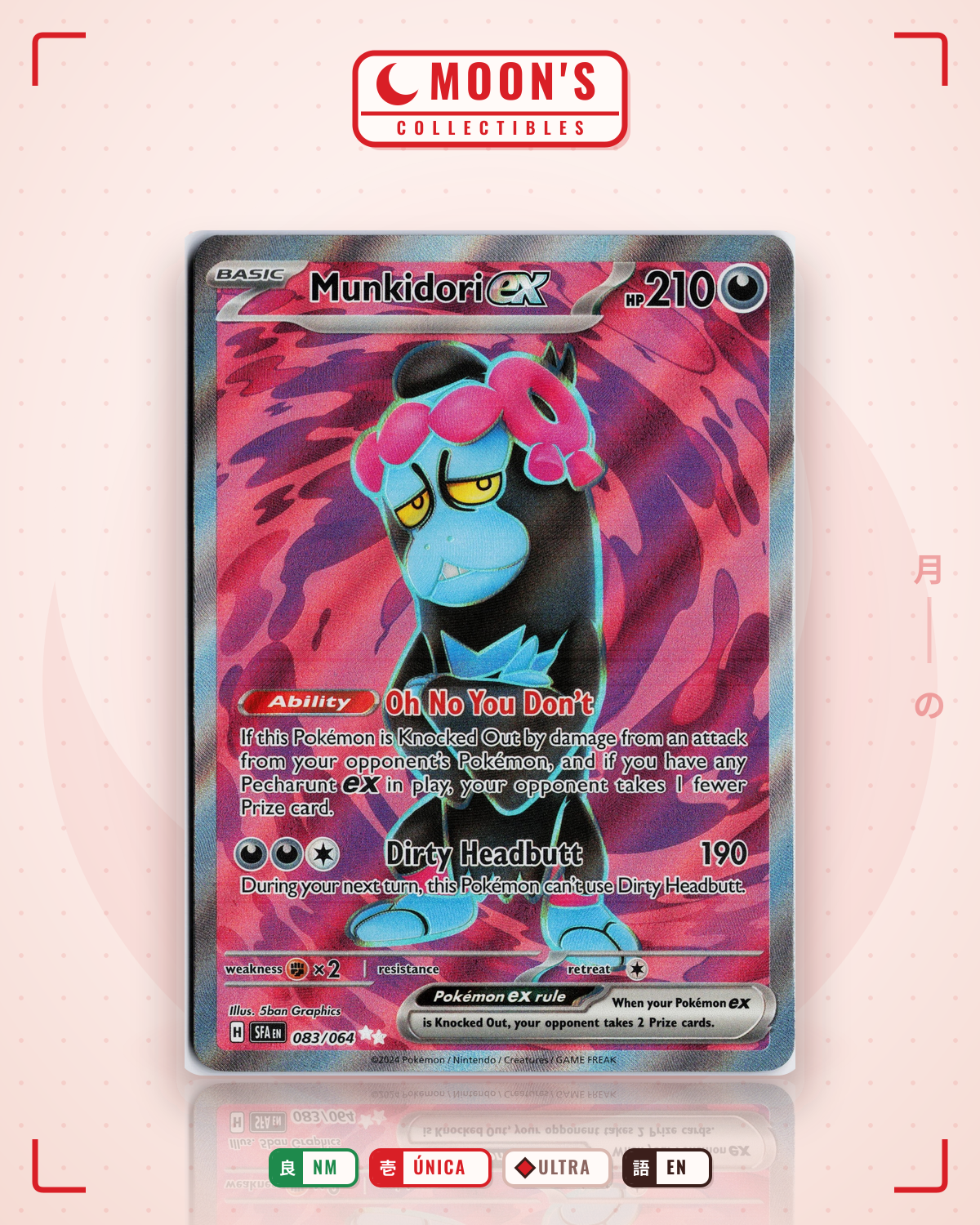 Carta Pokémon Munkidori ex · Shrouded Fable #083/064 (NM) — pieza única en Moon's Collectibles México