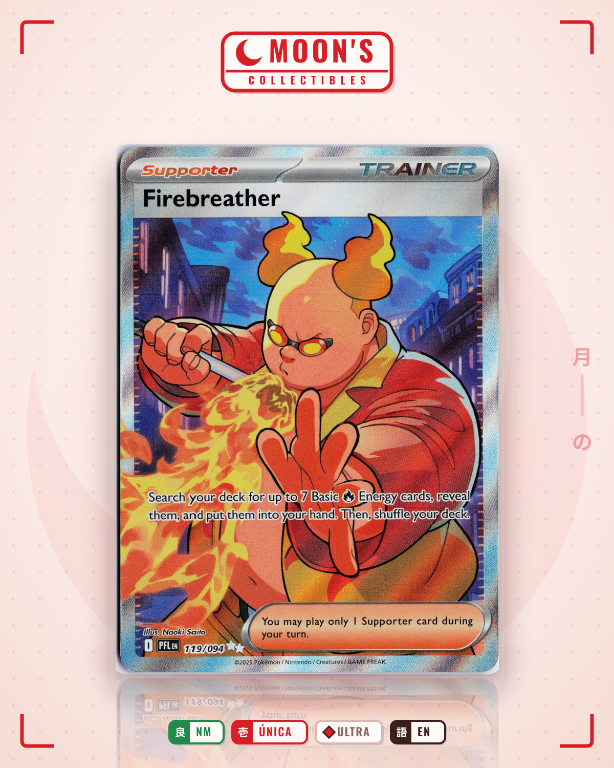 Carta Pokémon Firebreather · Phantasmal Flames #119/094 (NM) — pieza única en Moon's Collectibles México