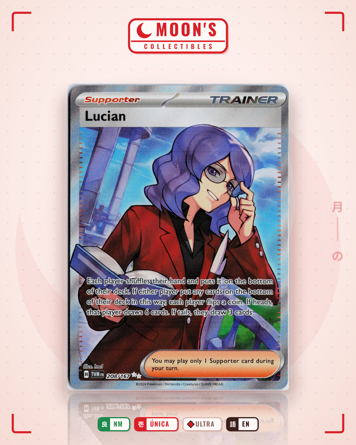 Carta Pokémon Lucian · Twilight Masquerade #208/167 (NM) — pieza única en Moon's Collectibles México