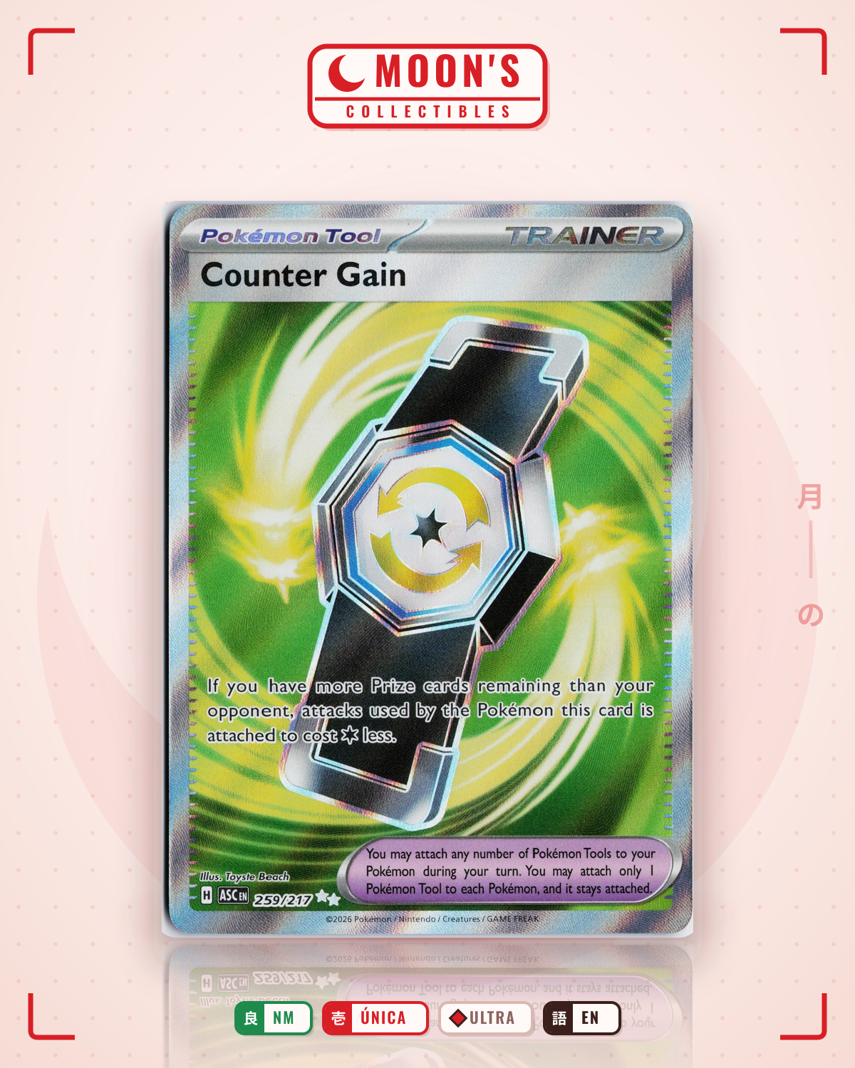 Carta Pokémon Counter Gain · Ascended Heroes #259/217 (NM) — pieza única en Moon's Collectibles México