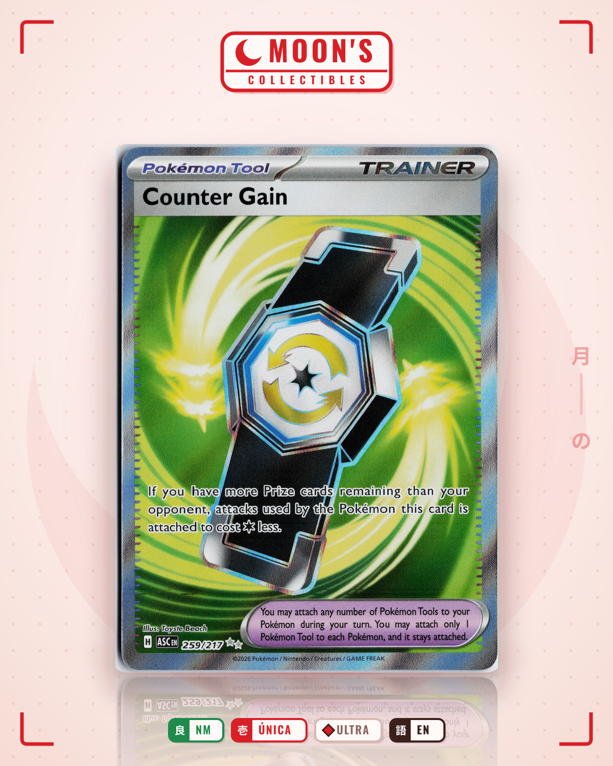 Carta Pokémon Counter Gain · Ascended Heroes #259/217 (NM) — pieza única en Moon's Collectibles México