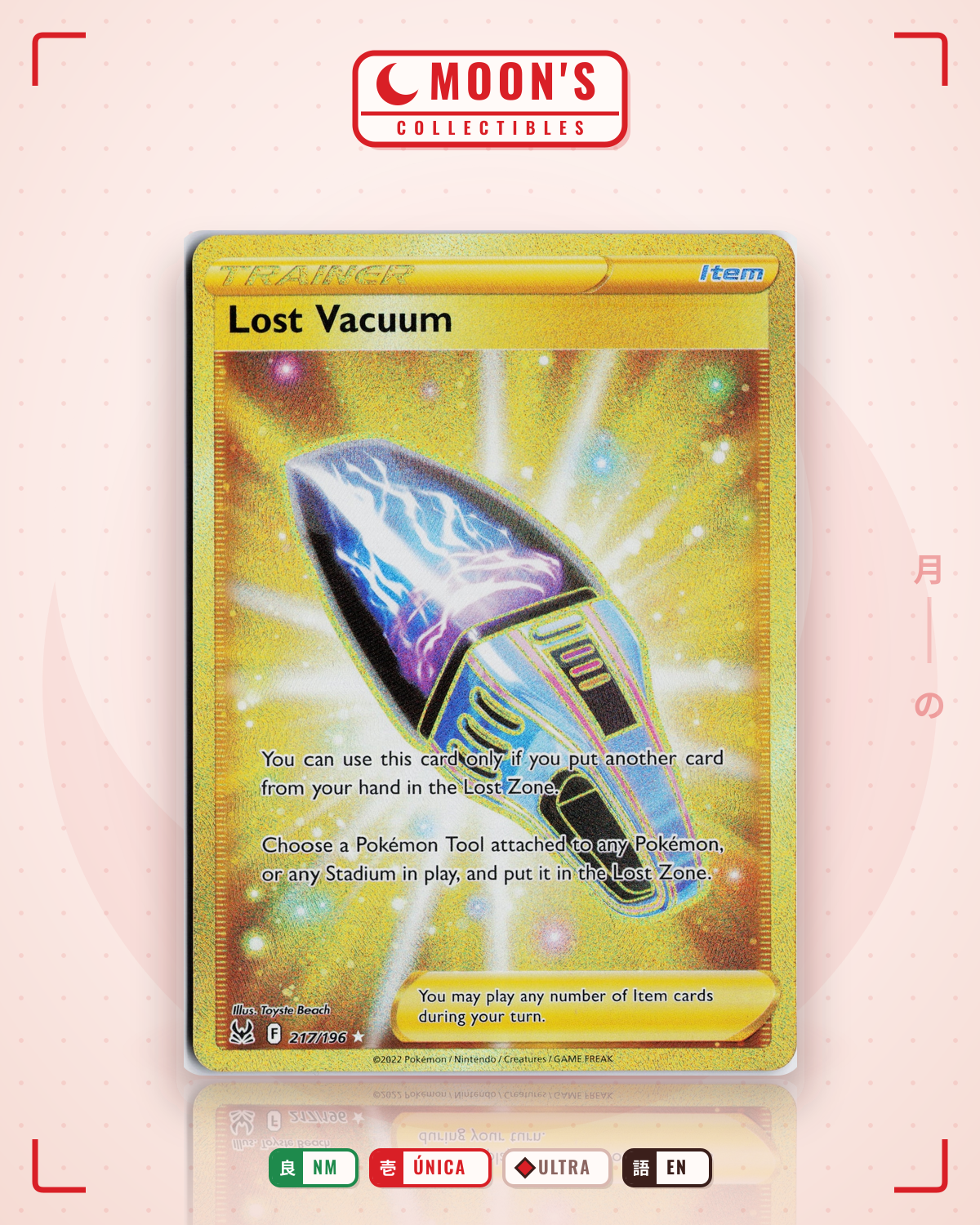 Carta Pokémon Lost Vacuum · Lost Origin #217/196 (NM) — pieza única en Moon's Collectibles México