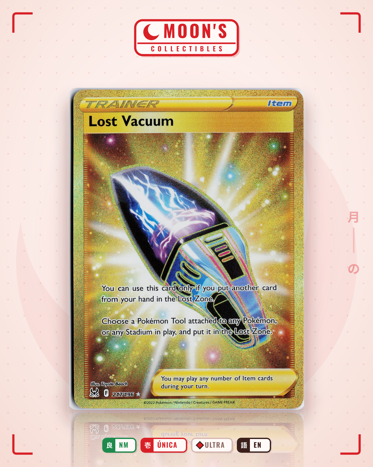 Carta Pokémon Lost Vacuum · Lost Origin #217/196 (NM) — pieza única en Moon's Collectibles México