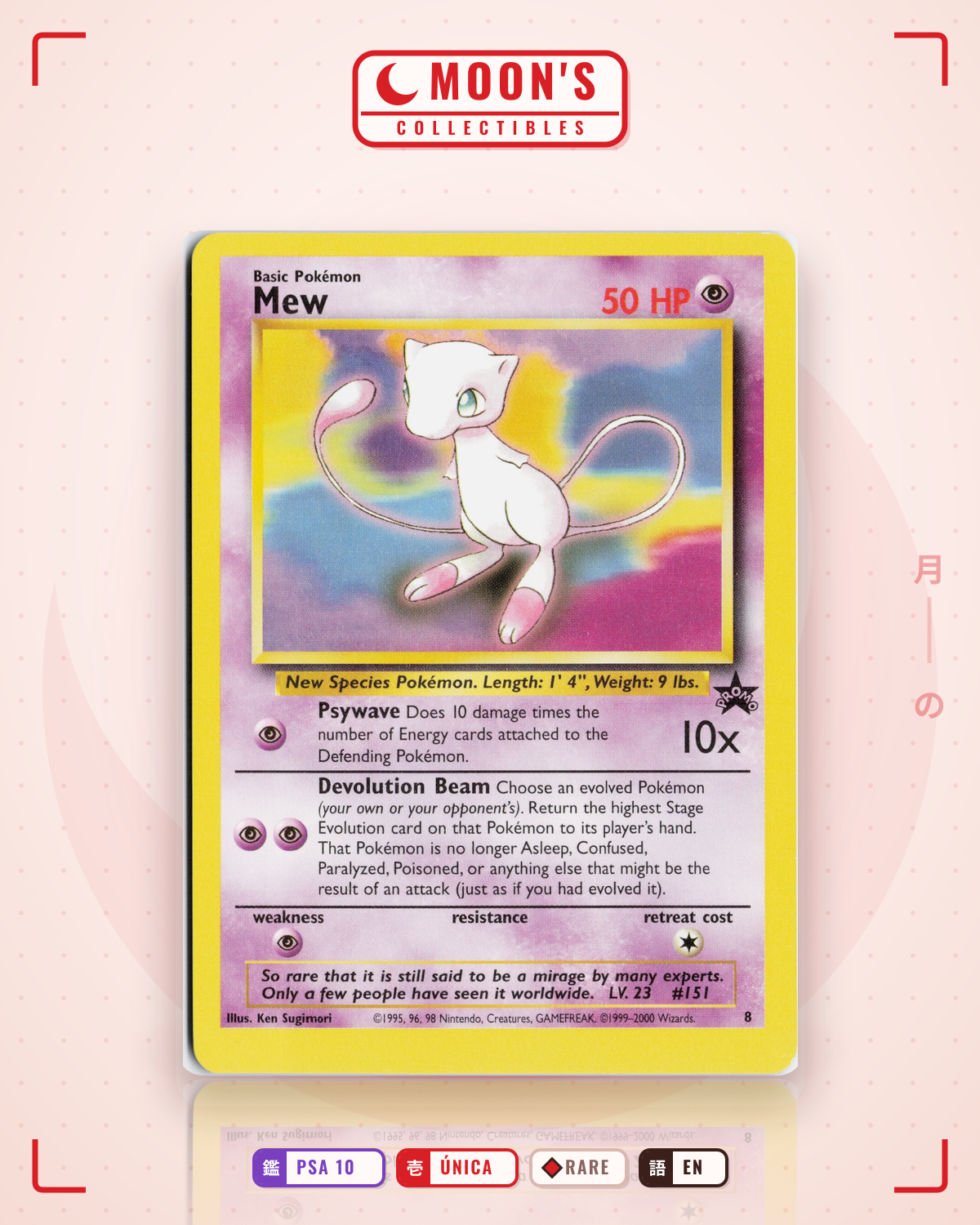 Carta Pokémon Mew · Wizards Black Star Promos #8 (PSA 10) — pieza única en Moon's Collectibles México