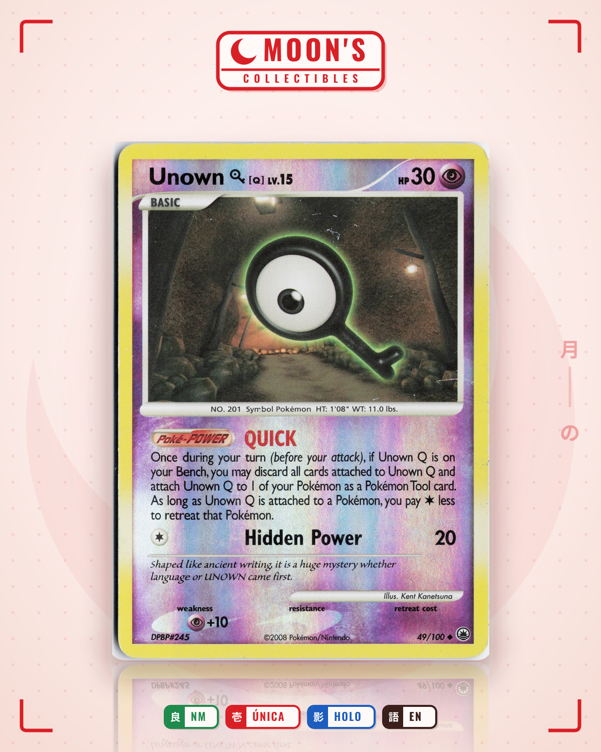 Carta Pokémon Unown [Q] · Majestic Dawn #49/100 (NM) — pieza única en Moon's Collectibles México