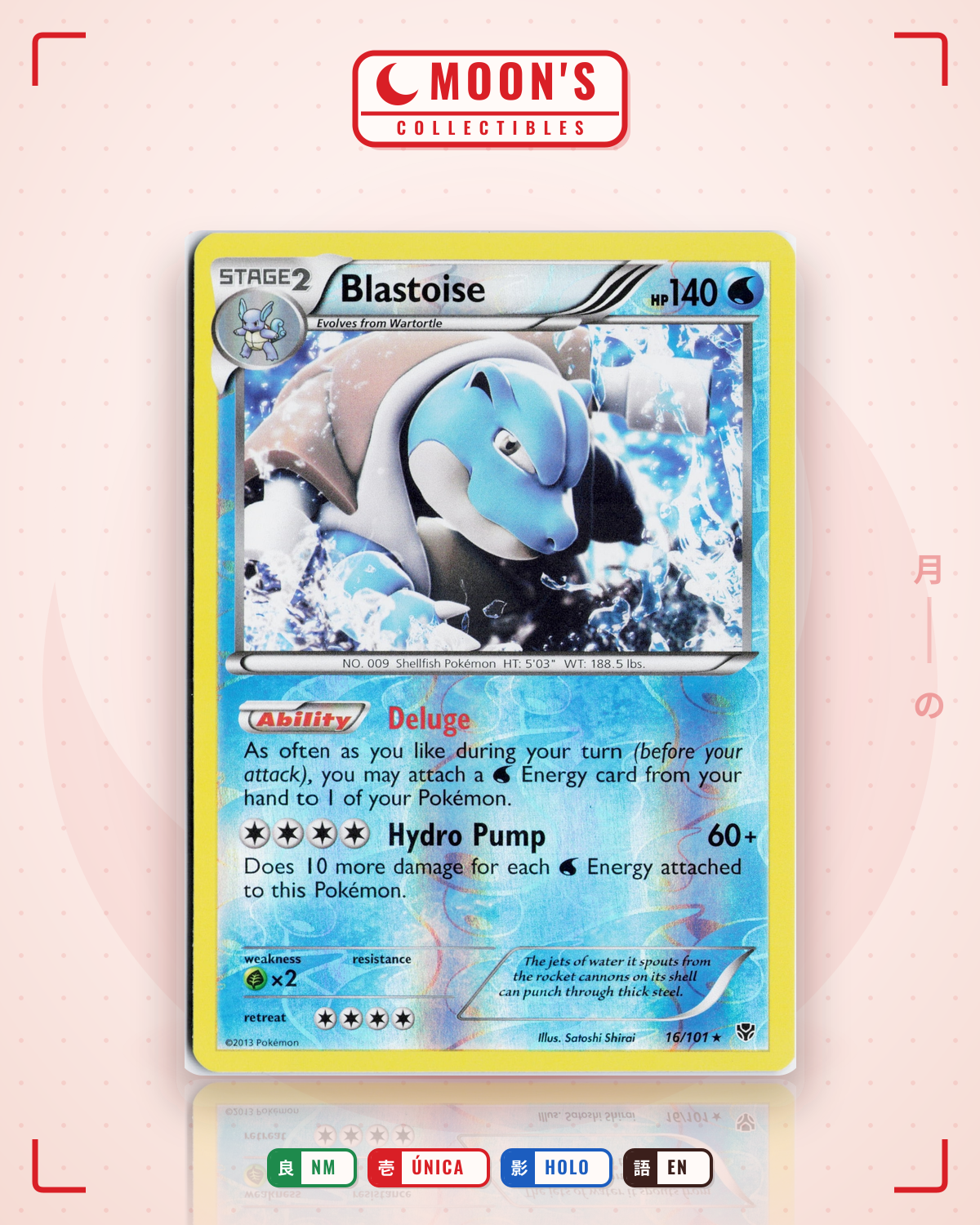 Carta Pokémon Blastoise · Plasma Blast #16/101 (NM) — pieza única en Moon's Collectibles México