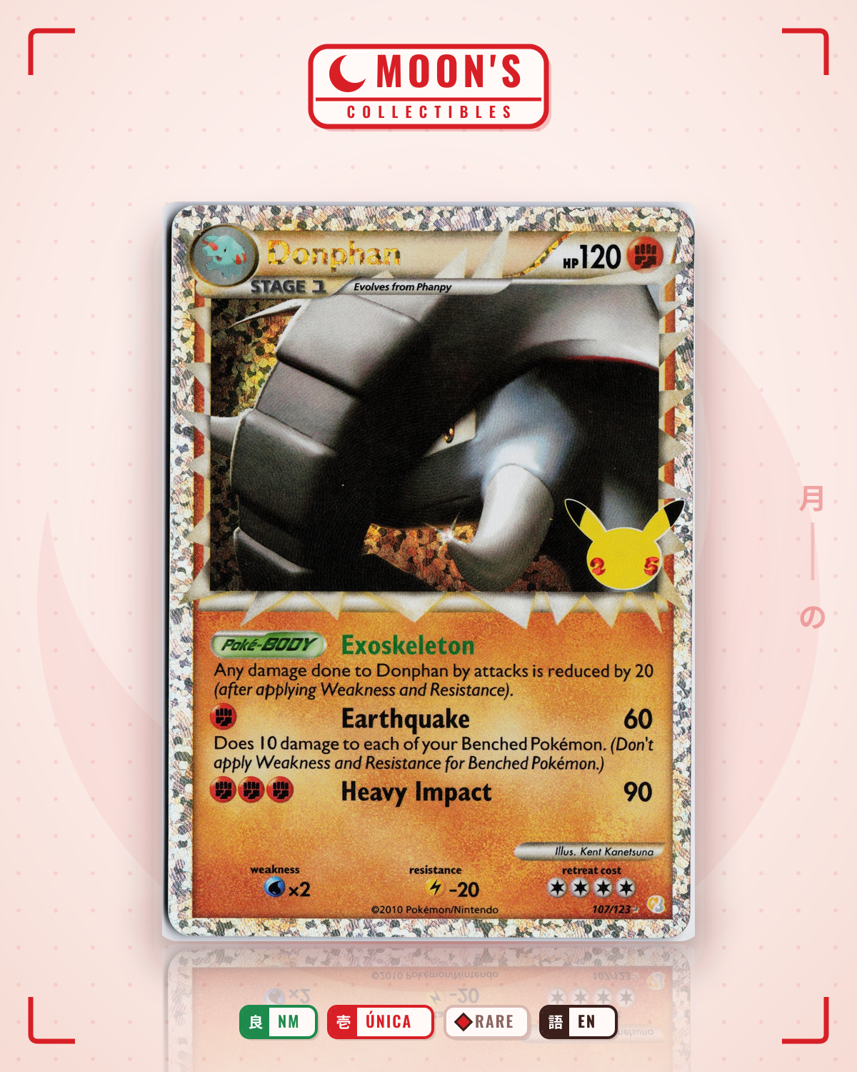 Carta Pokémon Donphan · Celebrations: Classic Collection #107 (NM) — pieza única en Moon's Collectibles México