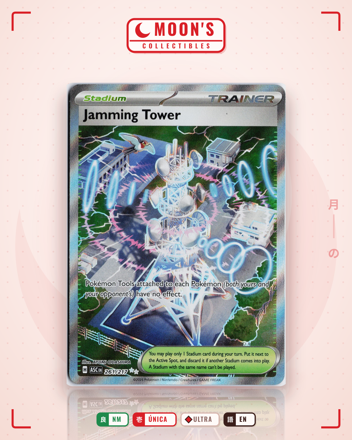 Carta Pokémon Jamming Tower · Ascended Heroes #261/217 (NM) — pieza única en Moon's Collectibles México
