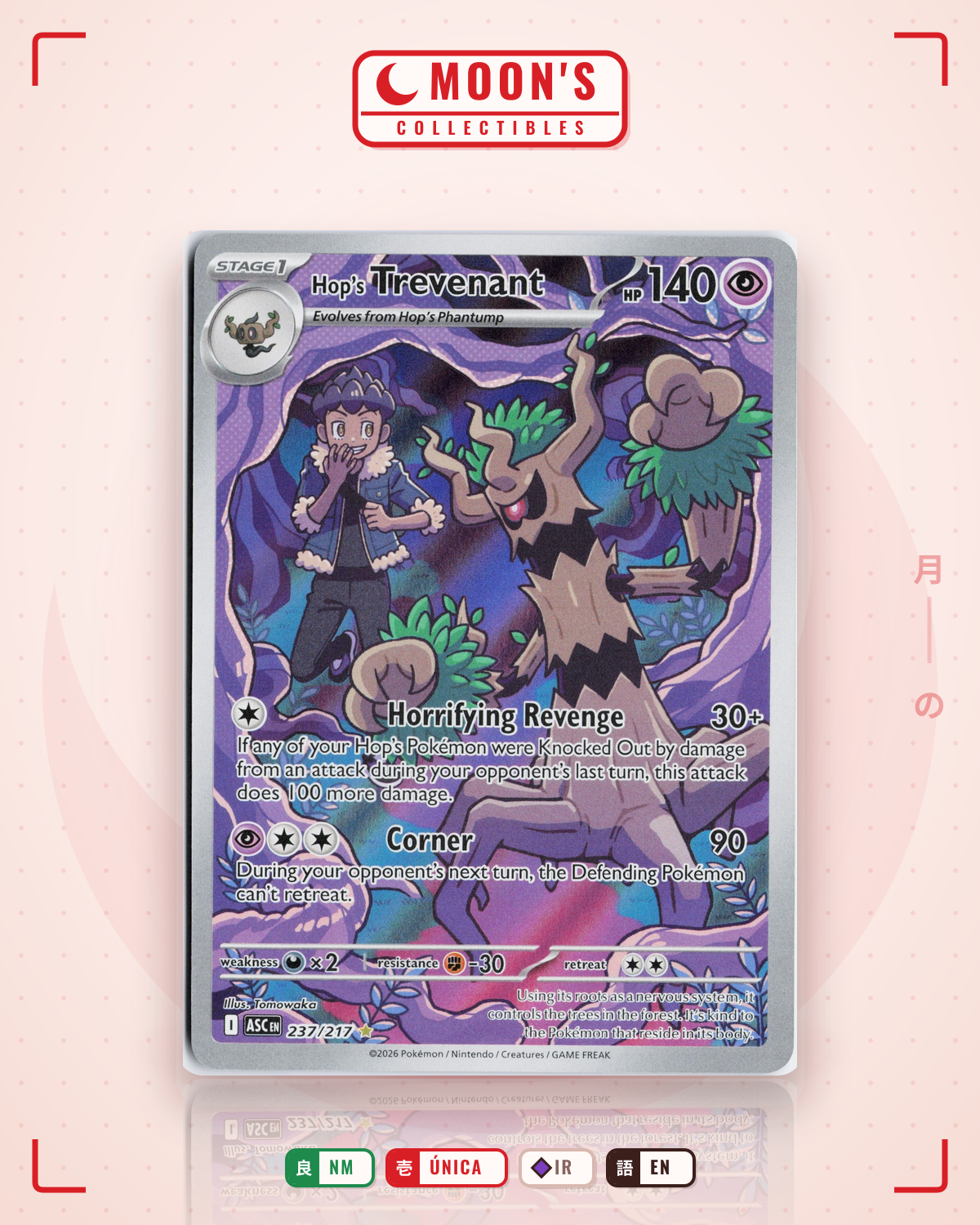 Carta Pokémon Hop's Trevenant · Ascended Heroes #237/217 (NM) — pieza única en Moon's Collectibles México