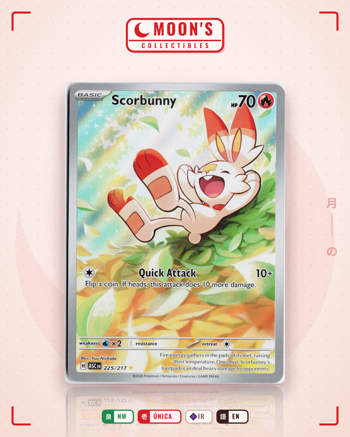 Carta Pokémon Scorbunny · Ascended Heroes #225/217 (NM) — pieza única en Moon's Collectibles México