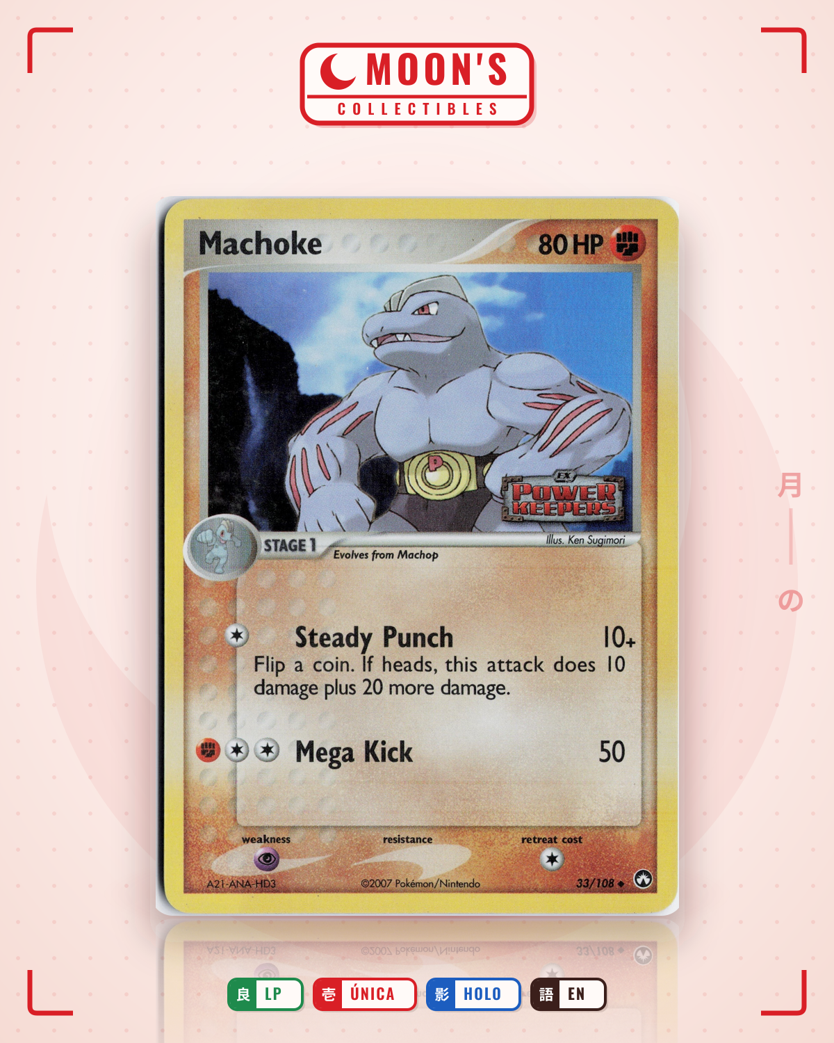 Carta Pokémon Machoke · Power Keepers #33/108 (LP) — pieza única en Moon's Collectibles México