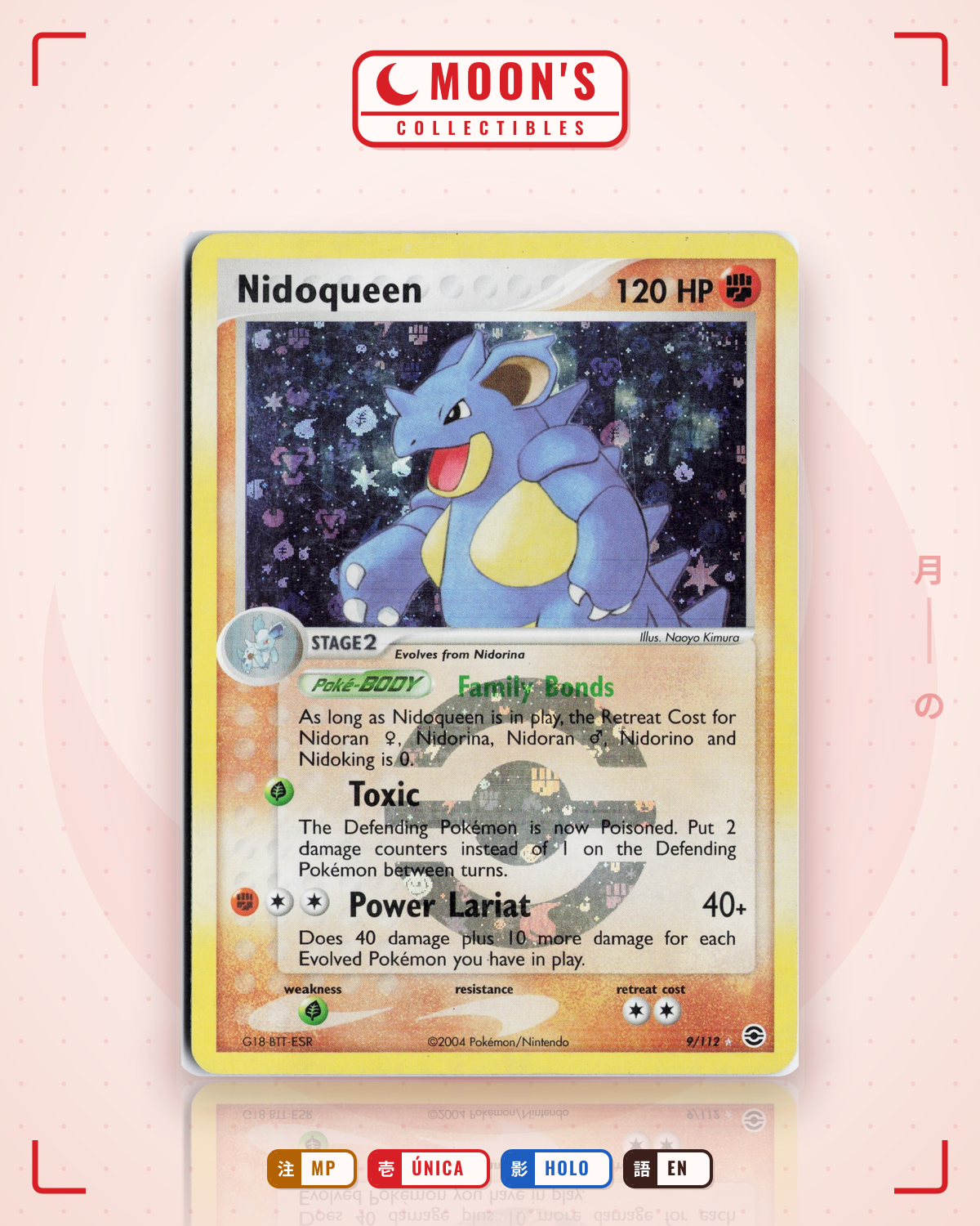 Carta Pokémon Nidoqueen · FireRed & LeafGreen #9/112 (MP) — pieza única en Moon's Collectibles México