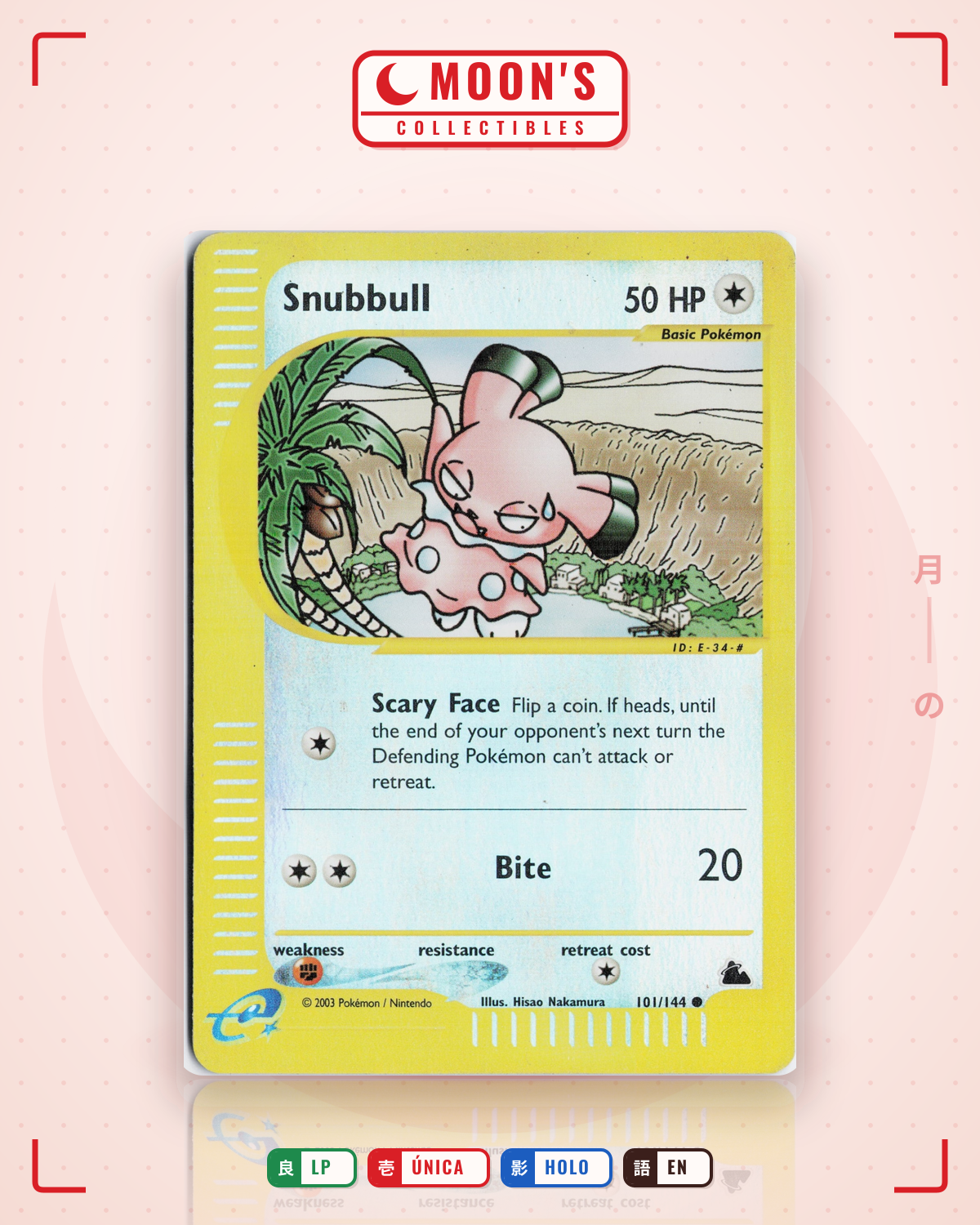 Carta Pokémon Snubbull · Skyridge #101/144 (LP) — pieza única en Moon's Collectibles México