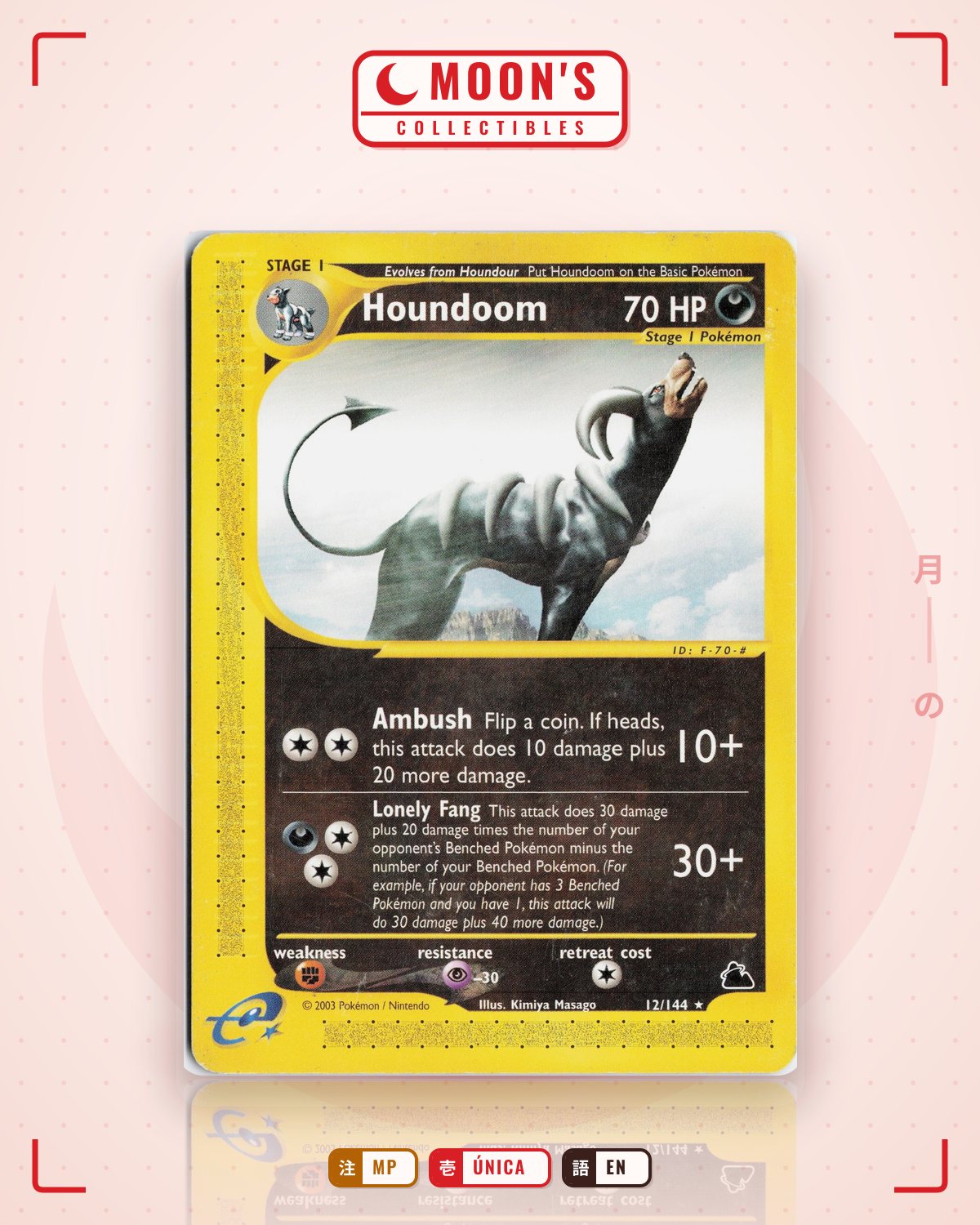 Carta Pokémon Houndoom · Skyridge #12/144 (MP) — pieza única en Moon's Collectibles México