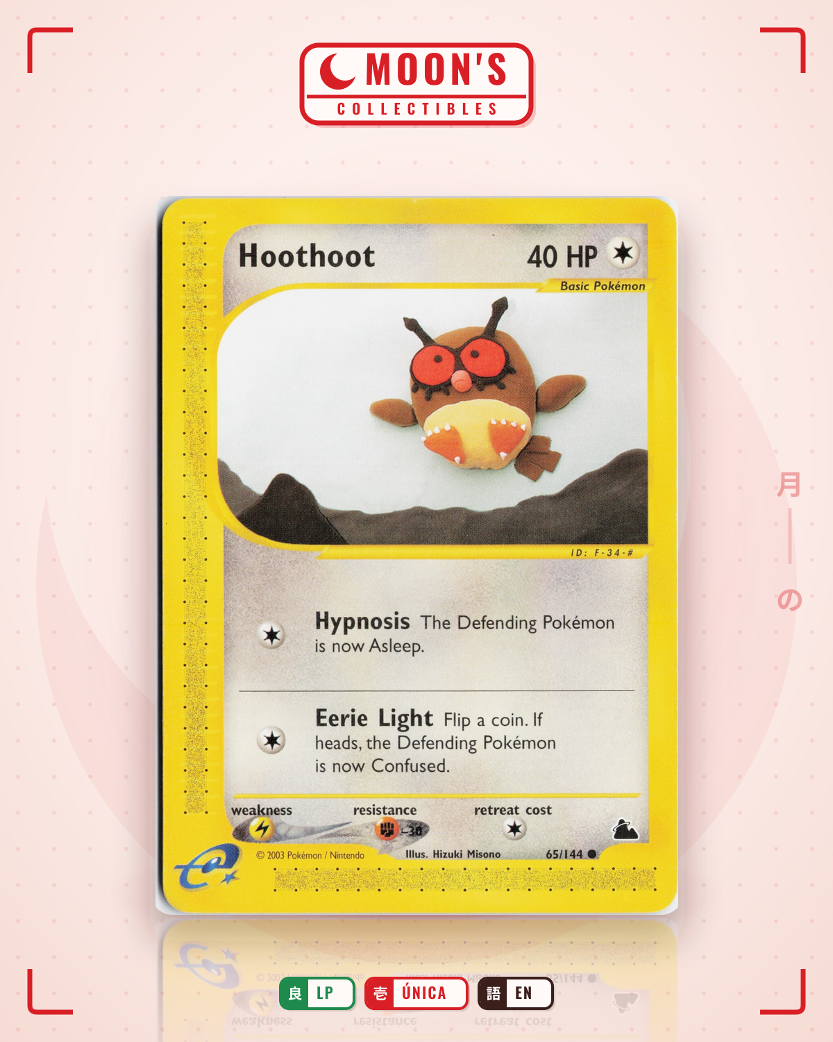 Carta Pokémon Hoothoot · Skyridge #65/144 (LP) — pieza única en Moon's Collectibles México
