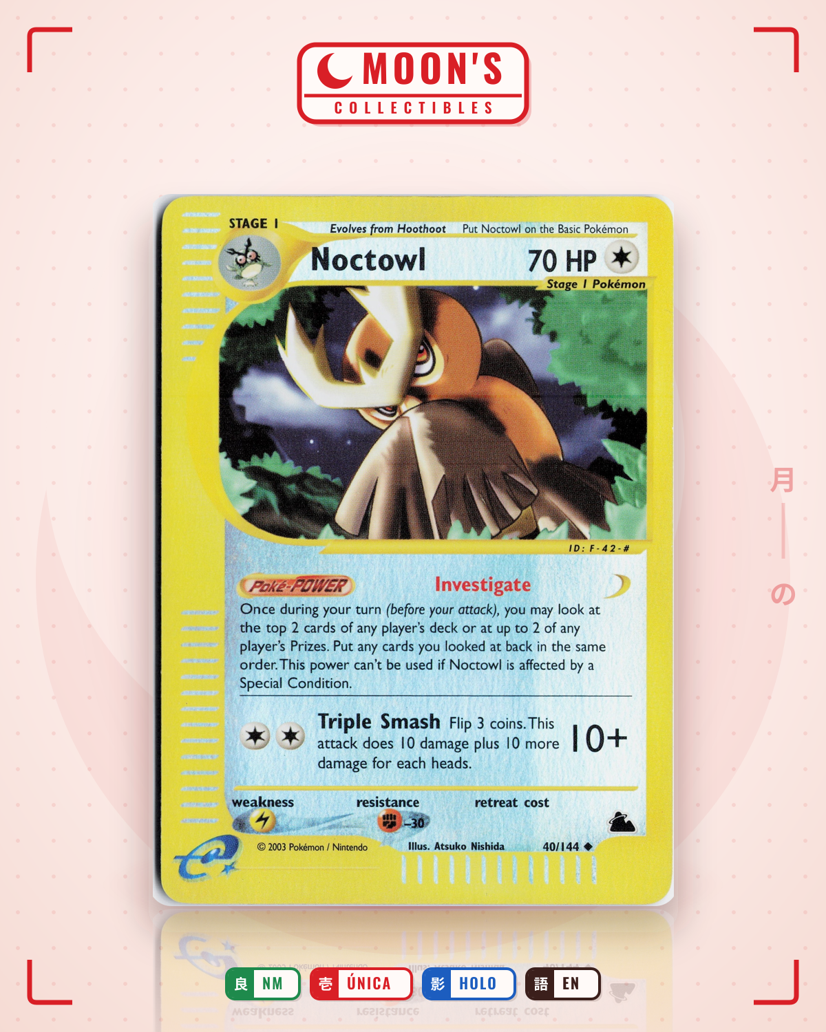 Carta Pokémon Noctowl · Skyridge #40/144 (NM) — pieza única en Moon's Collectibles México