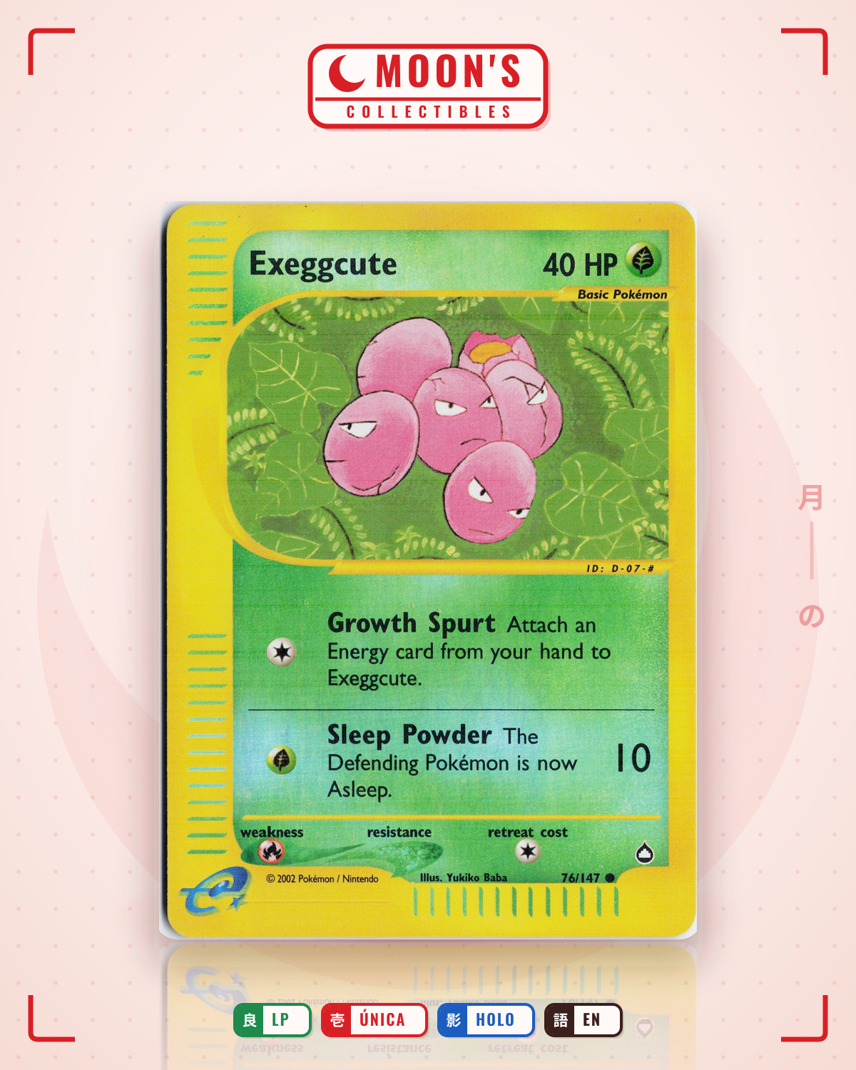 Carta Pokémon Exeggcute · Aquapolis #76/147 (LP) — pieza única en Moon's Collectibles México