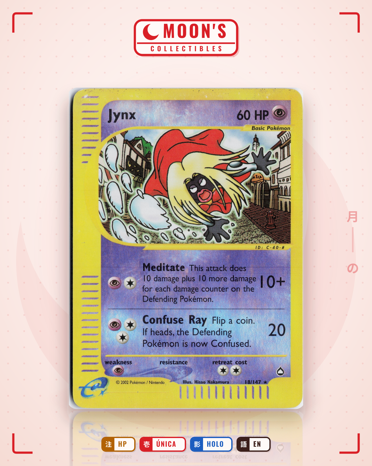 Carta Pokémon Jynx · Aquapolis #18/147 (HP) — pieza única en Moon's Collectibles México